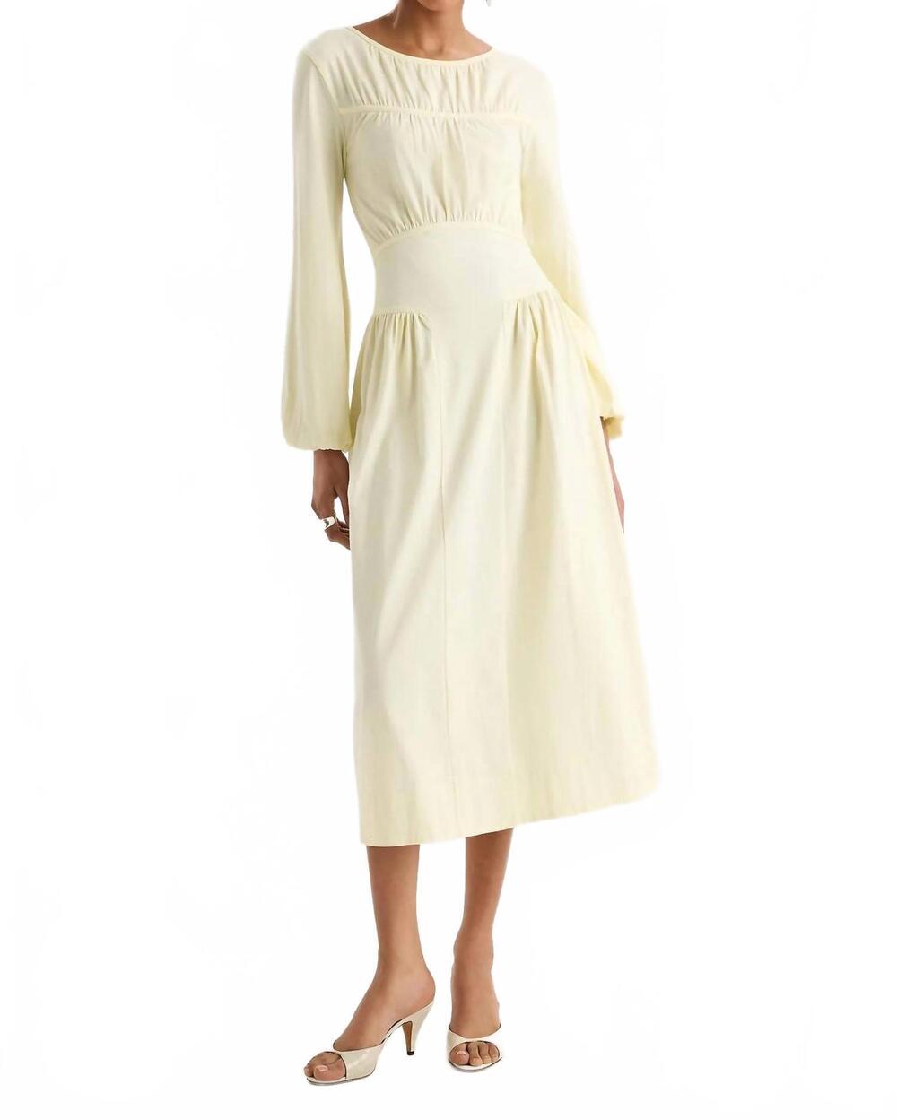NEW MERLETTE nayeli long balloon sleeve dress in straw